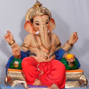 Ganesh Idol sitting on Golden Chaurang