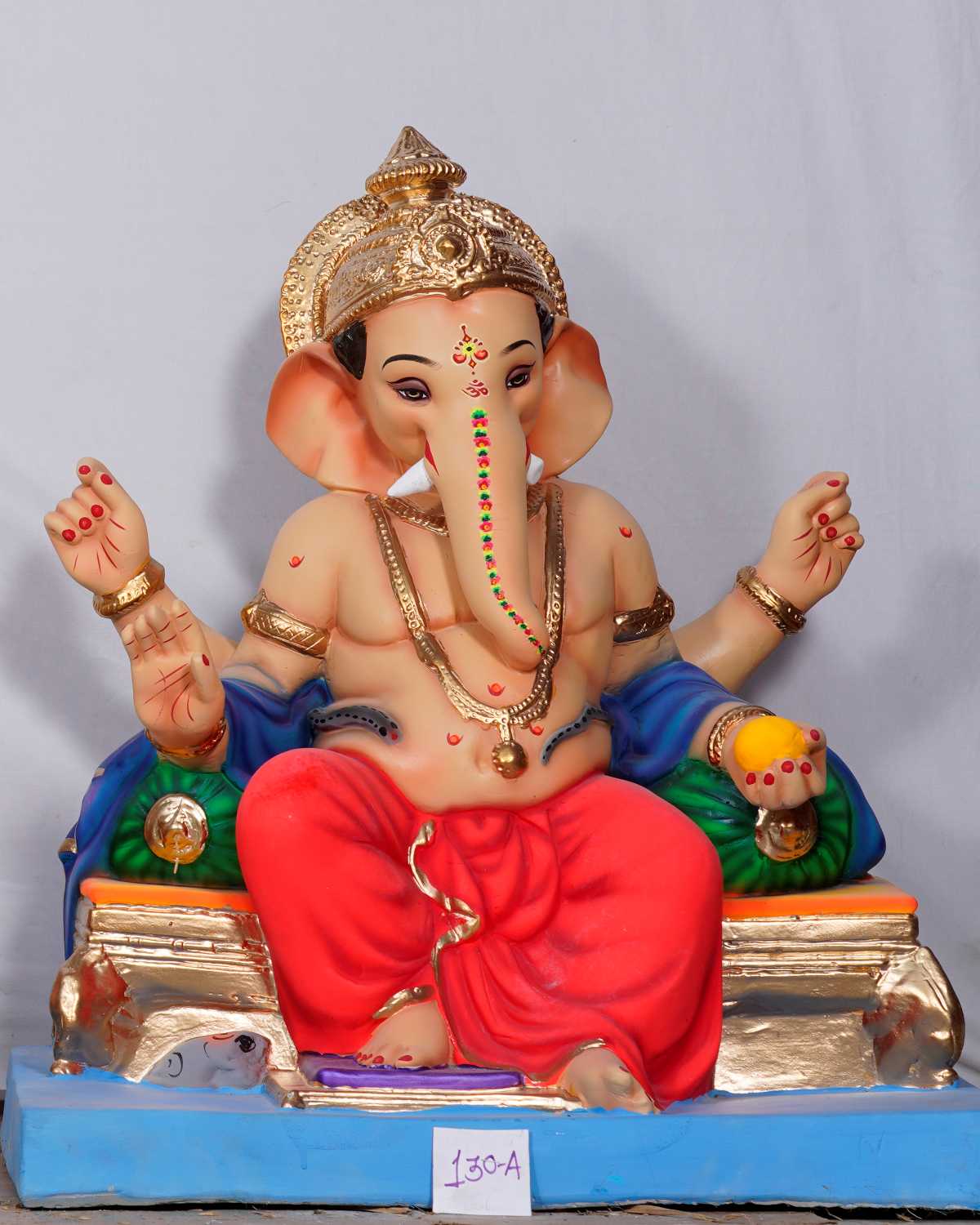 Ganesh Idol sitting on Golden Chaurang