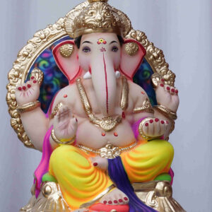 Ganpati idol on chaurang with Makhar