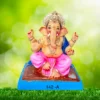Ganpati Idol sitting on Brown Pat