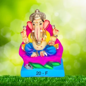 Ganpati Idol sitting on Hibiscus flower