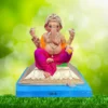 Ganpati Idol sitting on Golden Pat-133