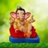 Bal Ganpati Idol sitting on Hibiscus