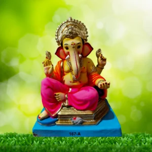 Ganesh idol sitting on Golden Aasan